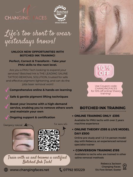 botched ink saline removal exeter