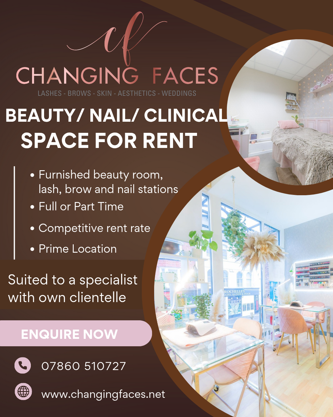 Self-employed nail, lash, brow, beauty or aesthetics space to rent in Exeter